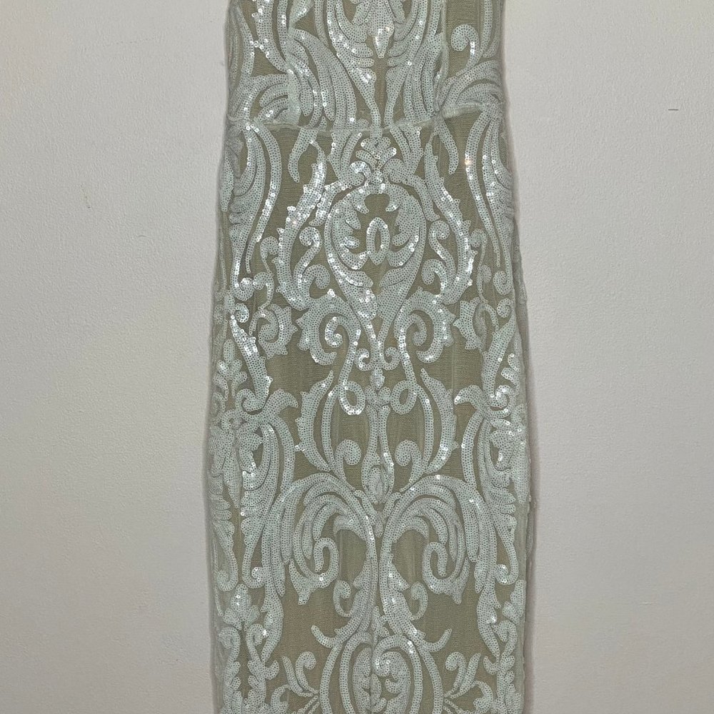 Windsor Meg Formal Sequin Halter Dress White Sz M - Picture 6 of 15